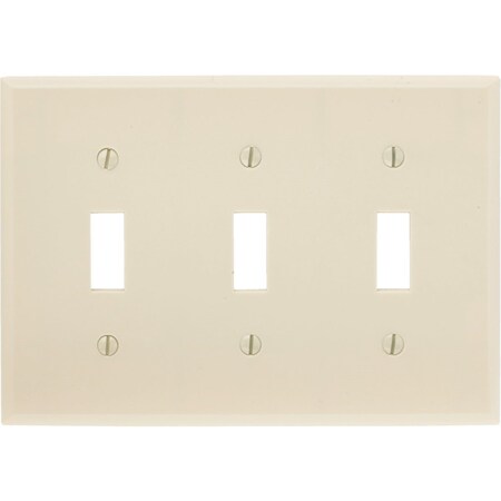 Leviton 3-Gang Plastic Toggle Switch Wall Plate, Ivory 001-86011